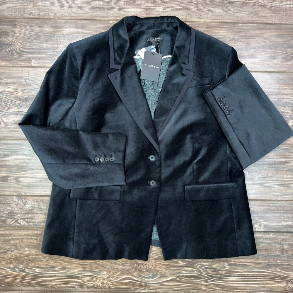 J.Crew Women Plus Size 22 Madelyn Blazer Black Velvet Italian Fabric NWT CP832